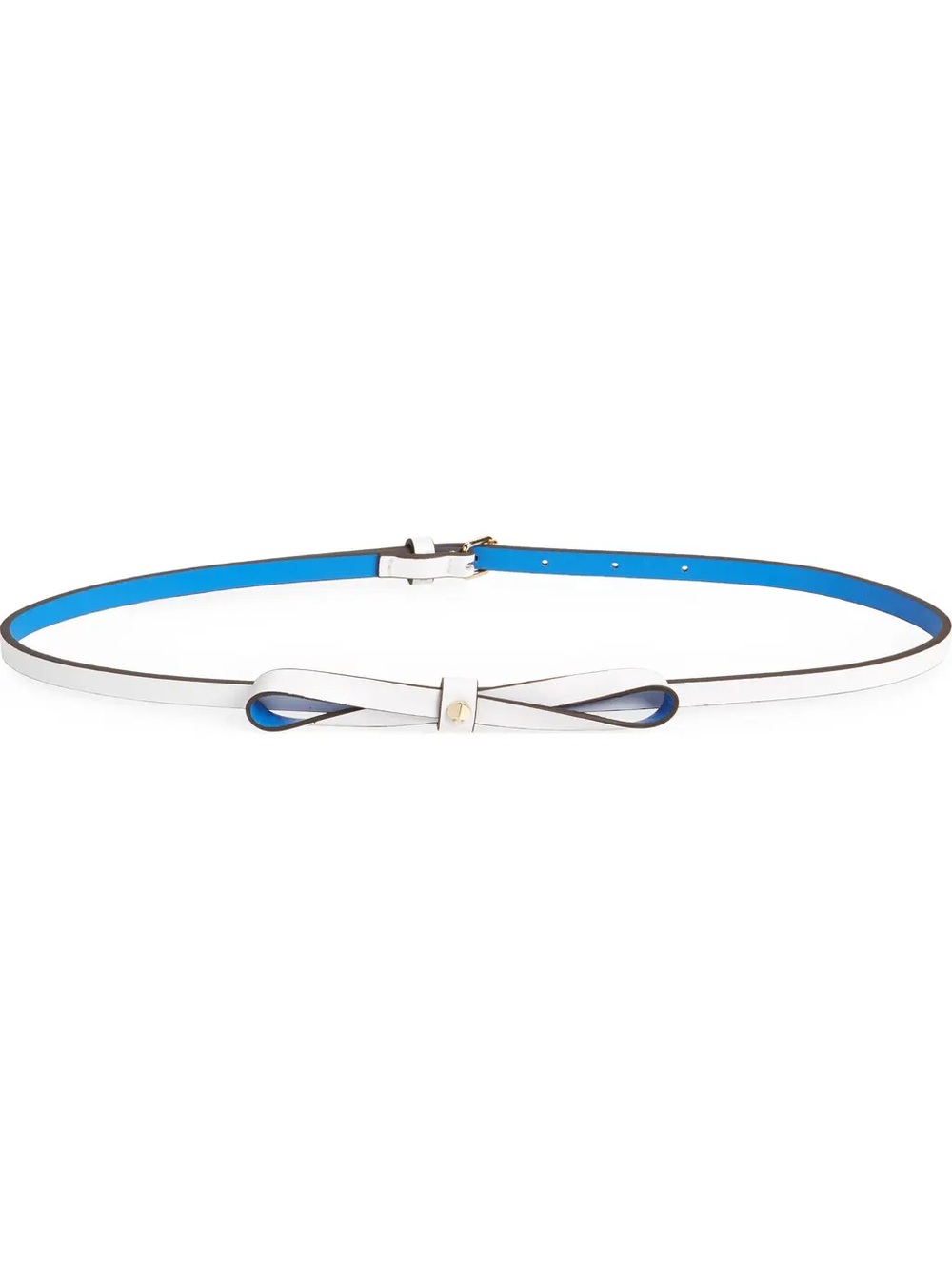 kate spade White and Blue Reversible Bow-Accent Slim Belt
